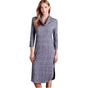 Saturday Sunday Cowl Neck Sweater Dress Space Gray Textured Knit Small Lagenlook